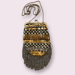 Free People Boho Vintage-inspired Crossbody Beaded Velvet Bag